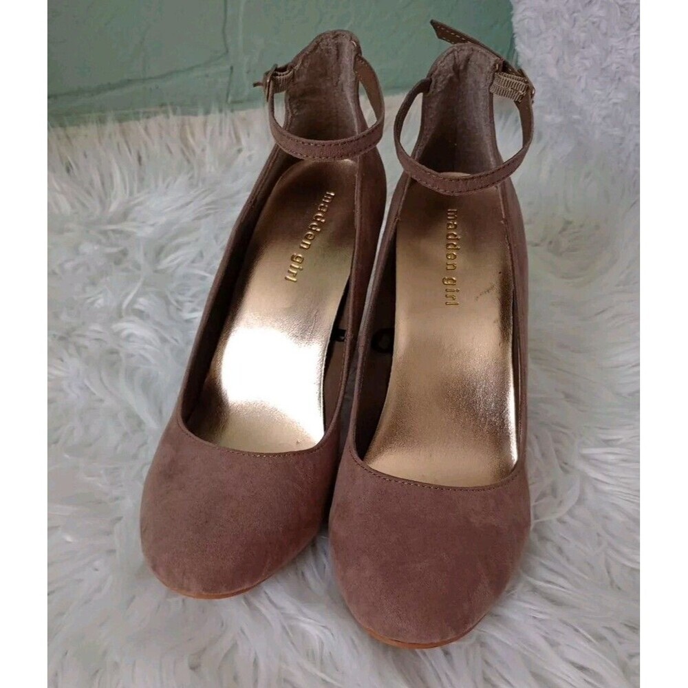 Madden Girl Pumps Womens 10M  Prinnce Ankle Strap High Block Heels Suede